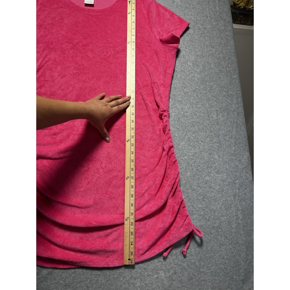 PINK Victoria's Secret Terry Cloth Dress‎ Ruched Sides Bright Pink Size XXL - Picture 4 of 8
